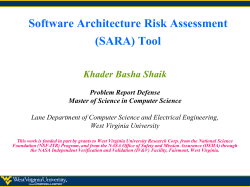 Software Architecture Risk Assessment (SARA) Tool Khader Basha Shaik Problem Report Defense