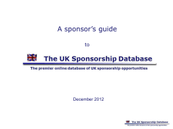 A sponsor’s guide to December 2012