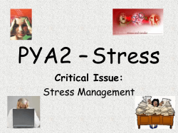 PYA2 – Stress Critical Issue: Stress Management