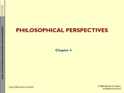 PHILOSOPHICAL PERSPECTIVES Chapter 4 MYERS © 2008 Michael D. Myers