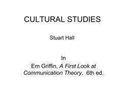 CULTURAL STUDIES In A First Look at Communication Theory