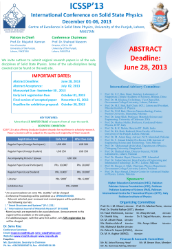 ICSSP’13 ABSTRACT International Conference on Solid State Physics December 01-06, 2013