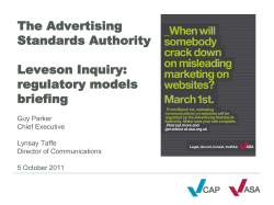 The Advertising Standards Authority Leveson Inquiry: regulatory models