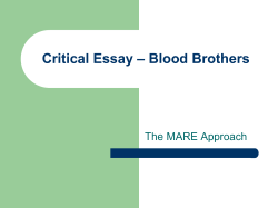 – Blood Brothers Critical Essay The MARE Approach