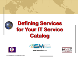 Defining Services for Your IT Service Catalog www.ismonline.com