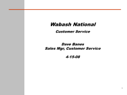 Wabash National Customer Service Dave Banes Sales Mgr, Customer Service