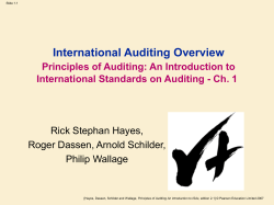 International Auditing Overview Principles of Auditing: An Introduction to Rick Stephan Hayes,