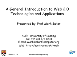 A General Introduction to Web 2.0 Technologies and Applications