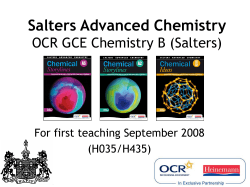 Salters Advanced Chemistry OCR GCE Chemistry B (Salters) (H035/H435)
