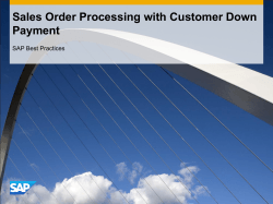 Sales Order Processing with Customer Down Payment SAP Best Practices