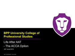 BPP University College of Professional Studies Life After AAT - The ACCA Option
