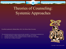Theories of Counseling: Systemic Approaches