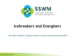 Icebreakers and Energisers Dorothee Spuhler, Stefanie Kaiser (seecon international gmbh) 1