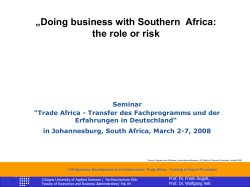 „Doing business with Southern  Africa: the role or risk