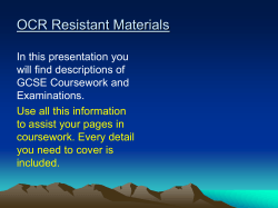 OCR Resistant Materials In this presentation you will find descriptions of