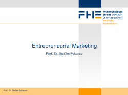 Entrepreneurial Marketing Prof. Dr. Steffen Schwarz