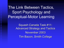 The Link Between Tactics, Sport Psychology and Perceptual-Motor Learning Squash Canada Task #11: