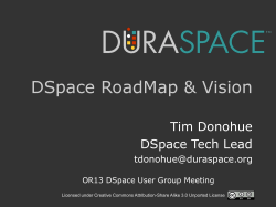 DSpace RoadMap &amp; Vision Tim Donohue DSpace Tech Lead