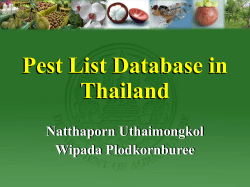 Pest List Database in Thailand Natthaporn Uthaimongkol Wipada Plodkornburee