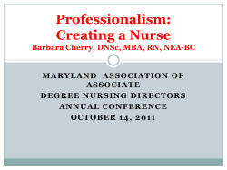 Professionalism: Creating a Nurse MARYLAND  ASSOCIATION OF ASSOCIATE