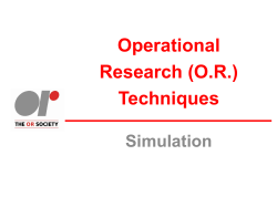 Operational Research (O.R.) Techniques Simulation