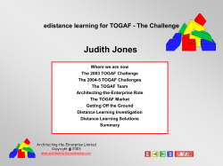 Judith Jones edistance learning for TOGAF - The Challenge