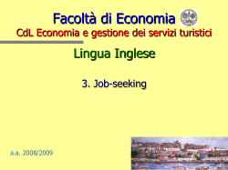 Facoltà di Economia Lingua Inglese CdL Economia e gestione dei servizi turistici