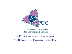 ePS Awareness Presentation: Collaborative Procurement Team