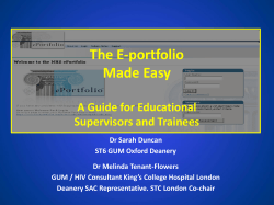 The E-portfolio Made Easy A Guide for Educational Supervisors and Trainees