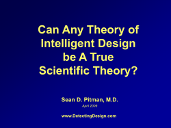 Can Any Theory of Intelligent Design be A True Scientific Theory?