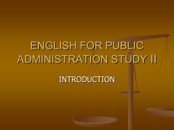 II ENGLISH FOR PUBLIC ADMINISTRATION STUDY INTRODUCTION