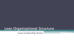 Lean Organizational Structure Lean Leadership Series