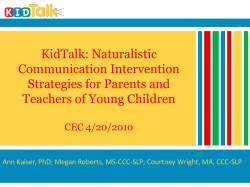 KidTalk: Naturalistic Communication Intervention Strategies for Parents and Teachers of Young Children