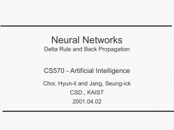 Neural Networks CS570 - Artificial Intelligence Delta Rule and Back Propagation