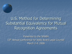 U.S. Method for Determining Substantial Equivalency for Mutual Recognition Agreements