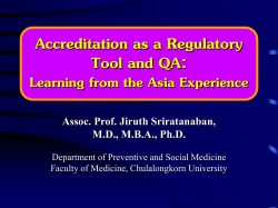 Accreditation as a Regulatory Tool and QA: Learning from the Asia Experience