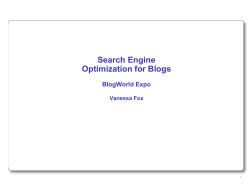 Search Engine Optimization for Blogs BlogWorld Expo Vanessa Fox