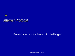 IP Internet Protocol Based on notes from D. Hollinger Netprog 2002  TCP/IP