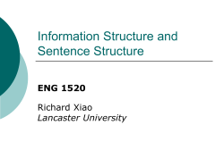Information Structure and Sentence Structure ENG 1520 Richard Xiao