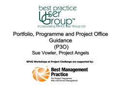 Portfolio, Programme and Project Office Guidance (P3O) Sue Vowler, Project Angels