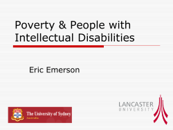 Poverty &amp; People with Intellectual Disabilities Eric Emerson