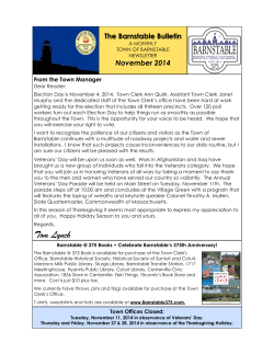 The Barnstable Bulletin  November 2014 From the Town Manager