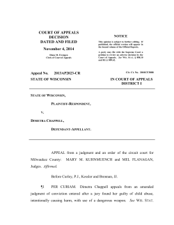 COURT OF APPEALS DECISION DATED AND FILED