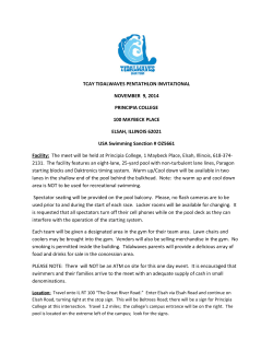 TCAY TIDALWAVES PENTATHLON INVITATIONAL NOVEMBER  9, 2014 PRINCIPIA COLLEGE 100 MAYBECK PLACE