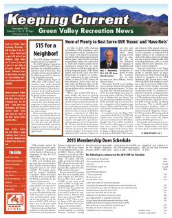 November 2014 &bull; Green Valley Recreation News Page 1