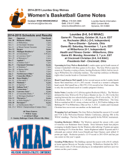 Women’s Basketball Game Notes 2014-2015 Lourdes Gray Wolves