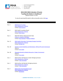 2014-2015 MHA Calendar of Events “Leading the Nation in Healthcare”