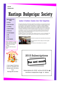 Hastings Budgerigar Society London &amp; Southern Counties Inter Club Competition