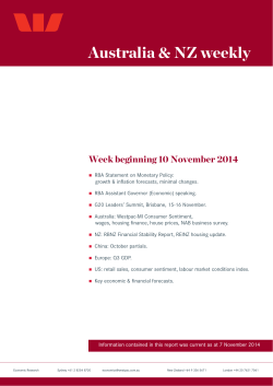 Australia &amp; NZ weekly Week beginning 10 November 2014