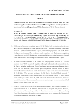 WTM/RKA/NRO/ 128/2014  BEFORE THE SECURITIES AND EXCHANGE BOARD OF INDIA ORDER